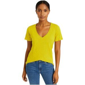 ATM Anthony Thomas Melillo Medium Slub Jersey  V-Neck Tee Shirt honey/yellow